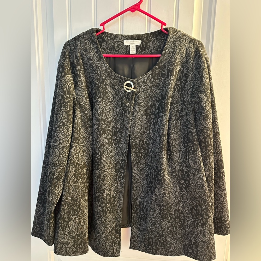 Charter Club Black and Gray Textured Jacket